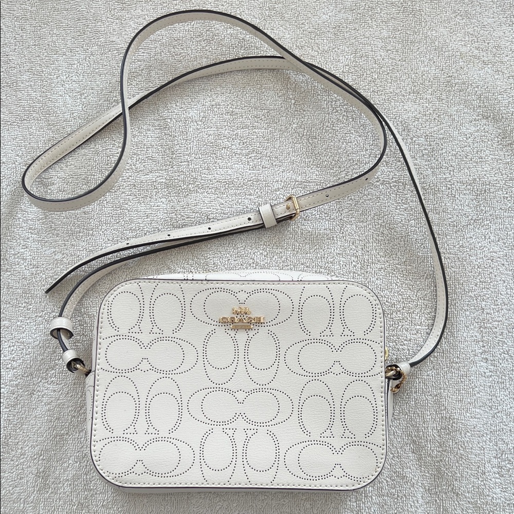 Coach Ivory Crossbody Bag with Gold Accents
